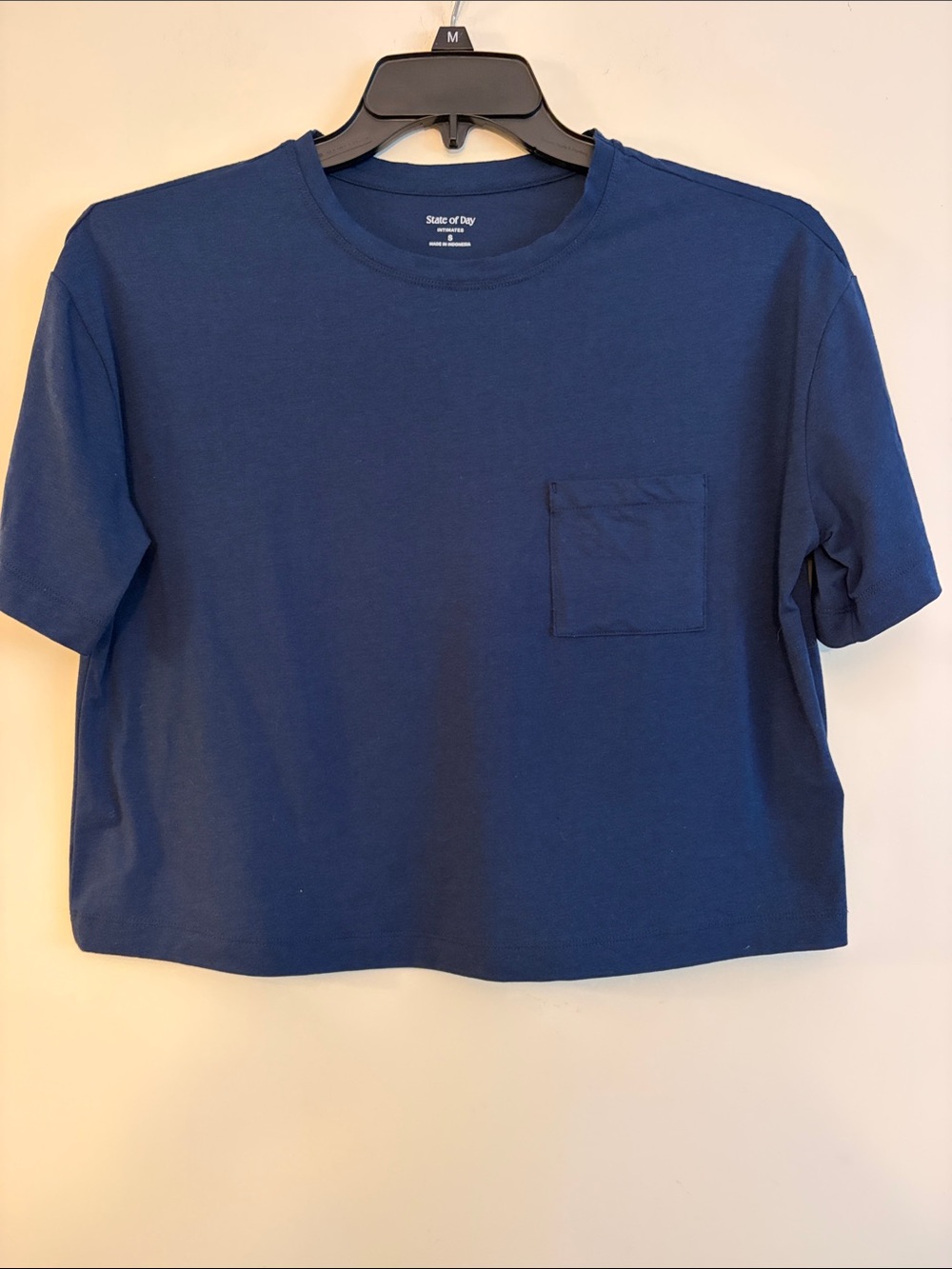 3 for $25! State of Day Intimates Women’s Navy‎ Pocket Cropped oversized Tee, s